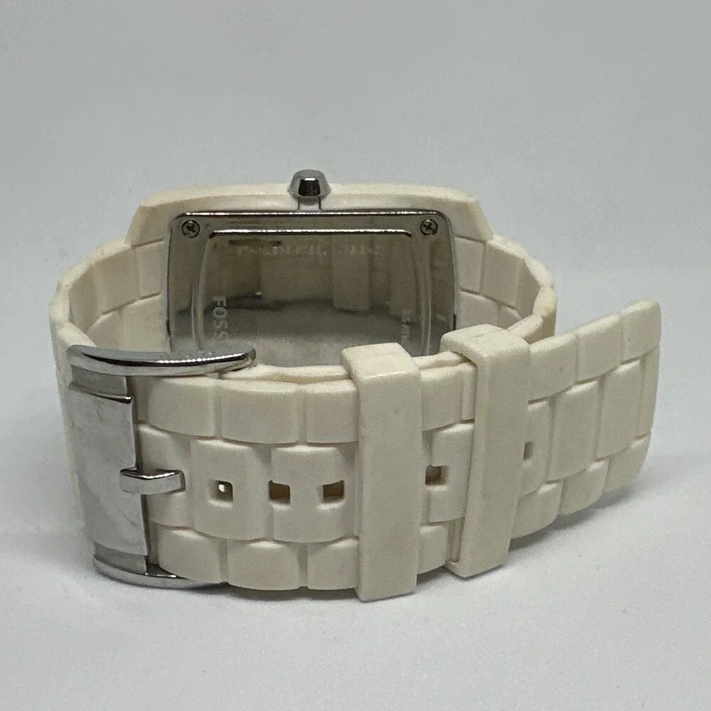 Fossil FS4603 Men's White Silicone Straps Analog Dial Quartz Wristwatch HME573